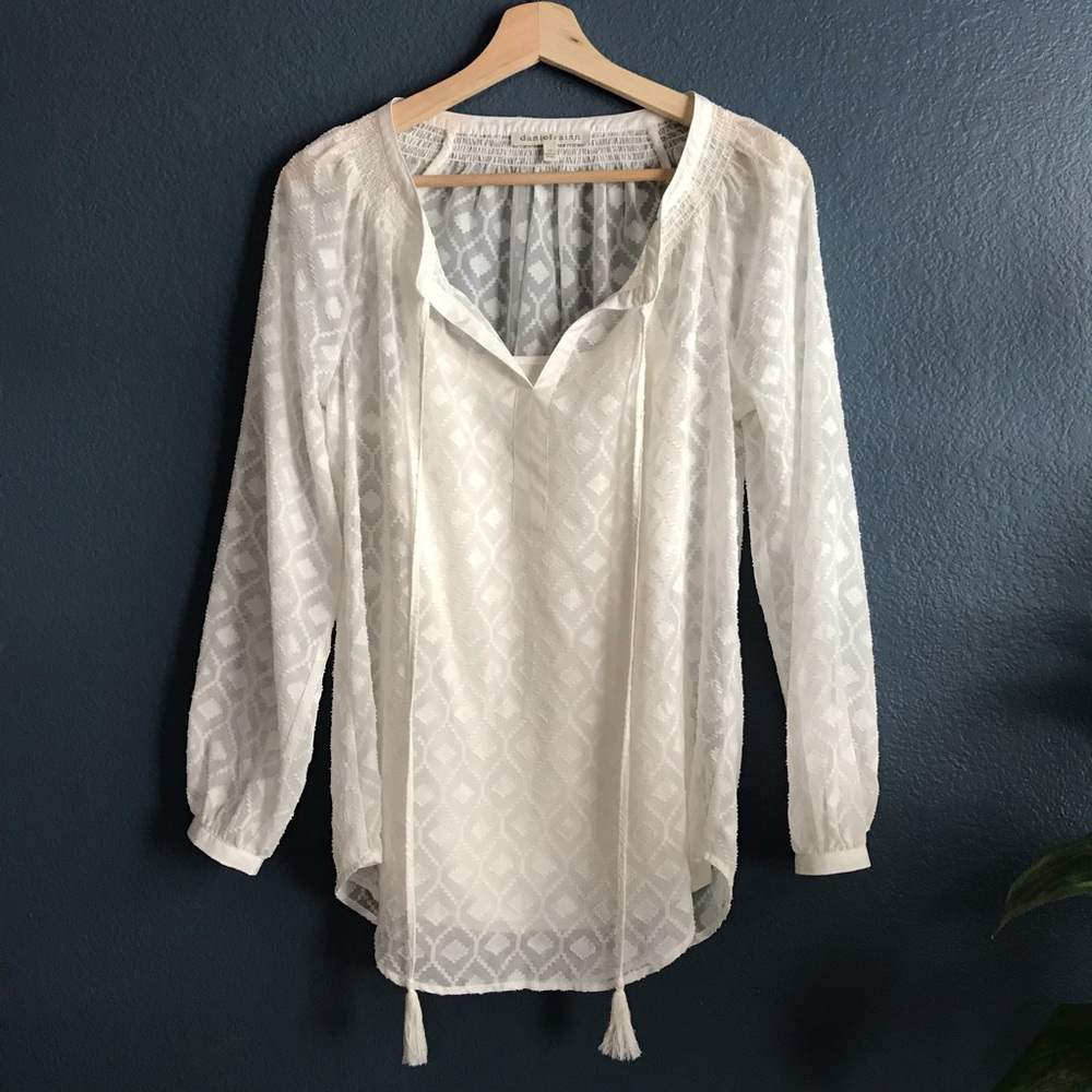 Daniel Rainn Boho Textured White Blouse